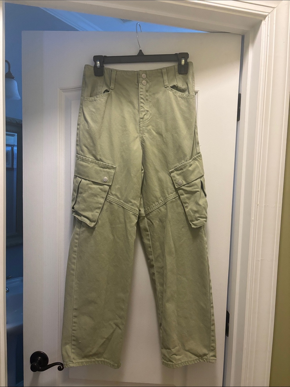 Forever 21 Olive Green Wide Leg Cargo Jeans